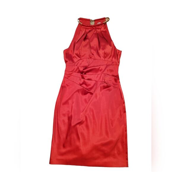 Eliza J.  Chain Link Sateen Formal Dress Red Holiday Size 8 chain is lost - Picture 1 of 16